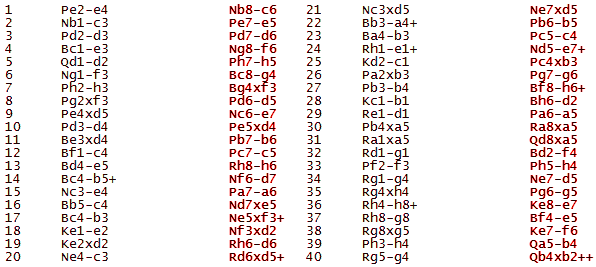 3/3/03: moves list for a chess game I won against PENTHOUSEOUTLAW on Pogo