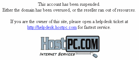 HostPC account suspension message