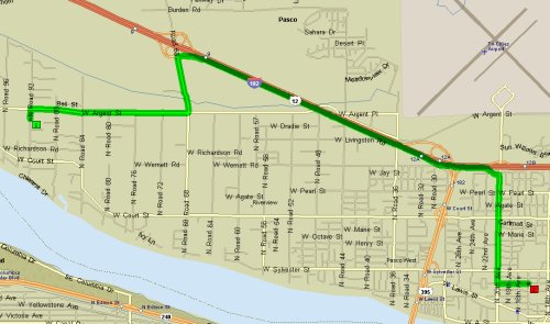 MS Streets & Trips route