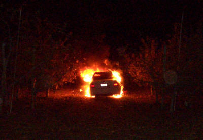 car fire in the orchard