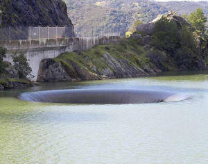 Hole in a lake